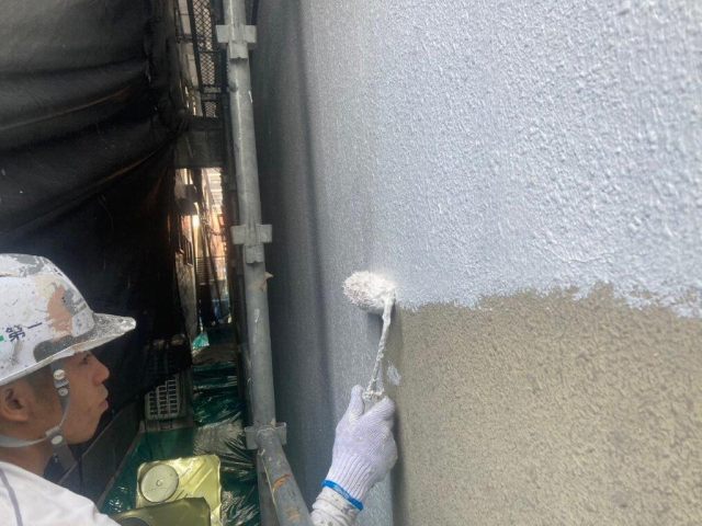 千種区 グレー系 ビル外壁修繕塗装 施工例 吹付タイル イメージ