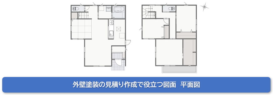 外壁塗装の見積り作成で役立つ図面　平面図　イメージ