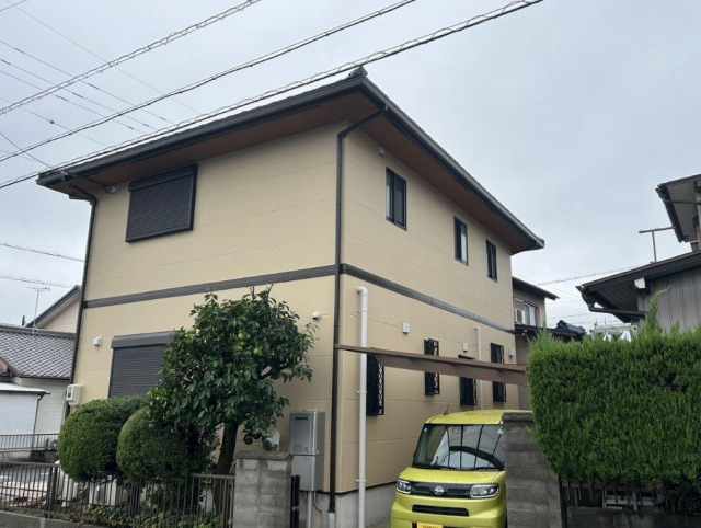 小牧市　黄土色系　和モダン住宅　外壁塗装　施工例　外壁塗装　完成②　イメージ