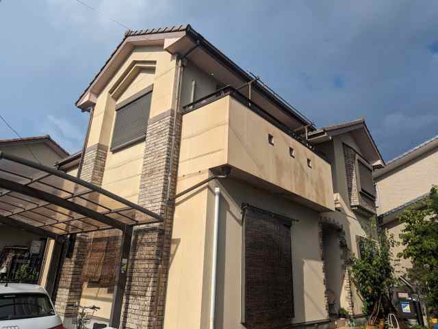 一宮市 ナチュラルテイスト南欧風住宅 外壁塗装 施工例 塗装前 イメージ