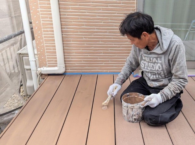 瀬戸市 おしゃれな多彩仕上げ 洋風住宅外壁塗装 施工例 ウッドデッキ塗装 イメージ