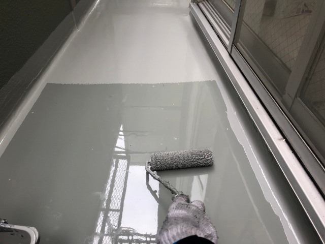 瑞穂区 グリーン系 賃貸マンション外壁塗装 施工例 ベランダ防水塗装 イメージ
