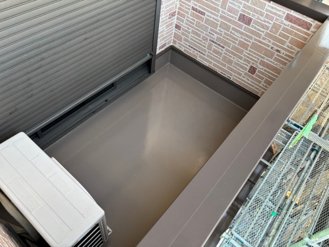 中村区 南欧風住宅 多彩仕上げ外壁塗装 施工例 ベランダ防水塗装 完成 イメージ