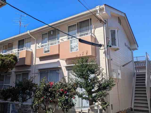 名古屋市千種区　オレンジ系　賃貸アパート　外壁塗装　施工例の写真