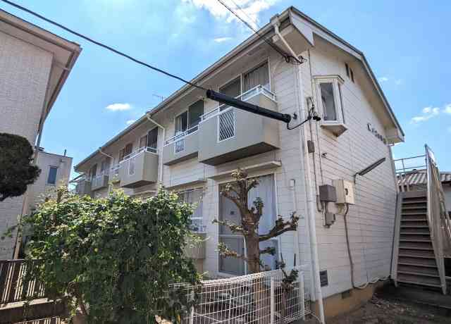 千種区 オレンジ系 賃貸アパート 外壁塗装 施工例 塗装前 イメージ