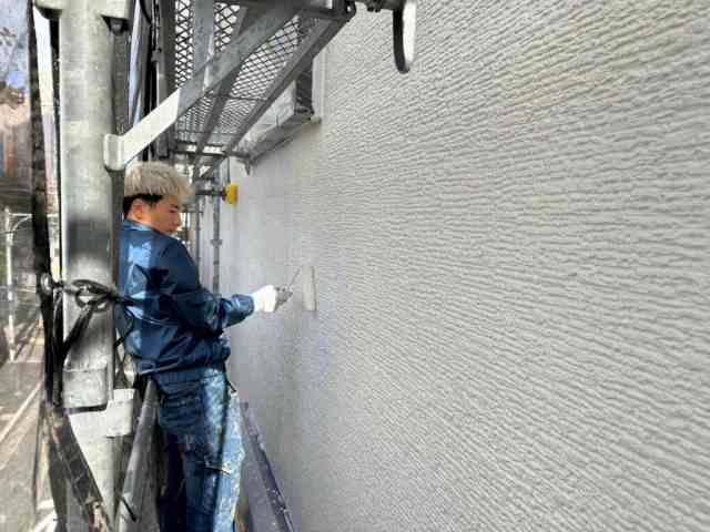 瑞穂区　ツートンカラー　店舗　外壁塗装　施工例　外壁上塗り　イメージ