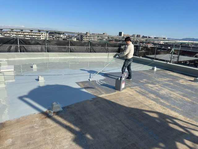 春日井市 賃貸マンション 第二オカハイツ 外壁塗装 施工例 屋上防水塗装 イメージ