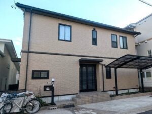 春日井市　トヨタホーム　モダン住宅　外壁塗装　施工例