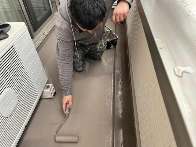東海市 ブルー×ホワイト系 大和ハウス 外壁塗装 施工例 ベランダ防水塗装 イメージ