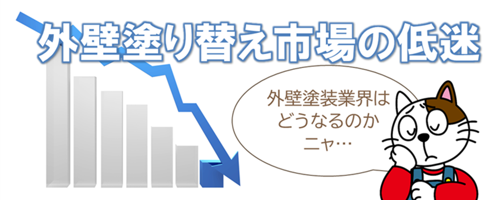 2025年の外壁塗装業界　外壁塗り替え市場の低迷が続いています　イメージ