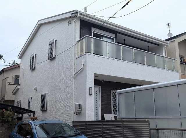 瑞穂区 ホワイト×アンティークブラック系 外壁塗装 施工例 完成 イメージ