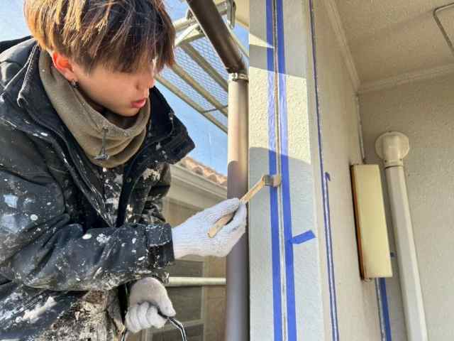 名古屋市北区 明るいベージュ系 和モダン住宅 外壁塗装 施工例 イメージ