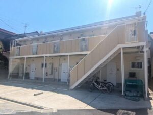 名古屋市中川区　ベージュ系　賃貸アパート外壁塗装　施工例