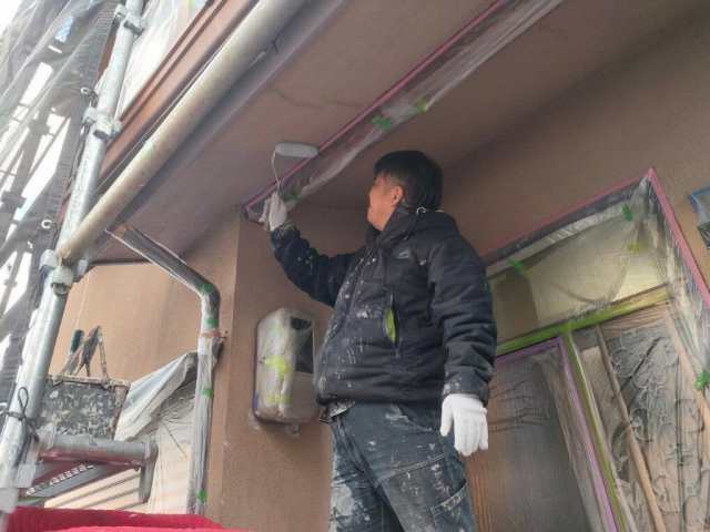 名古屋市北区　グレーベージュ系　和風住宅　外壁塗装　施工例　イメージ