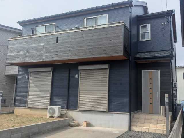 一宮市 ネイビー×ブラウン系 シンプルモダン住宅 外壁塗装 施工例