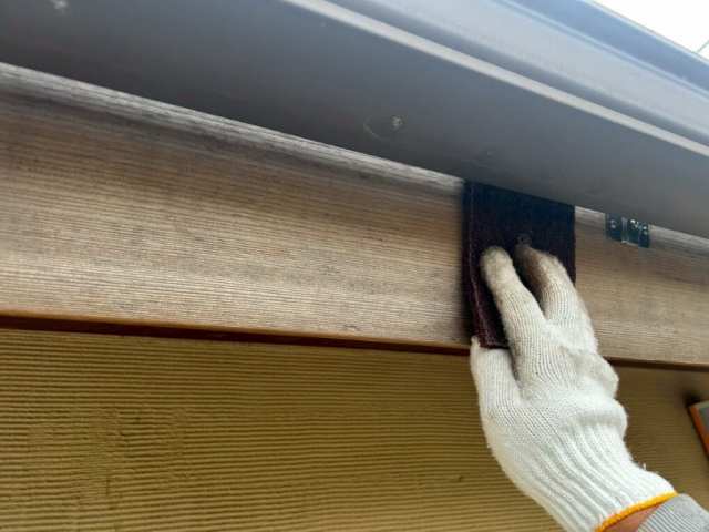 江南市 ナチュラル和モダン住宅 外壁塗装 施工例 破風ケレン作業 イメージ