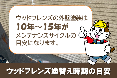 ウッドフレンズ　外壁塗装　メンテナンス時期の目安　イメージ