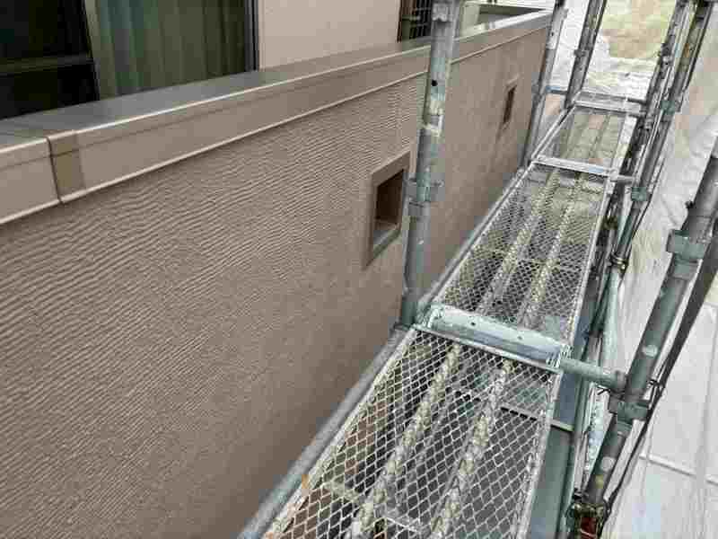 千種区 ブラウン×ベージュ系 外壁塗装 施工例 ベランダ ジョリパット外壁塗装 完成 イメージ