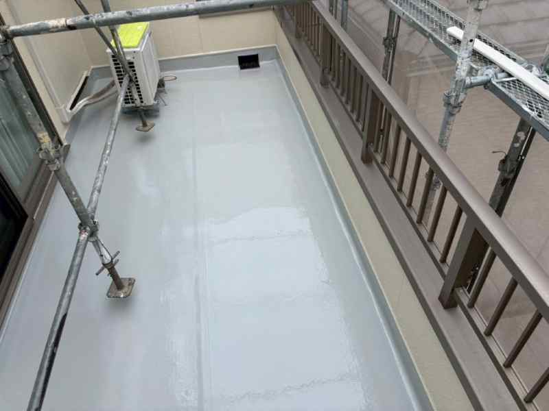 千種区 ブラウン×ベージュ系 外壁塗装 施工例 ベランダ防水塗装 イメージ