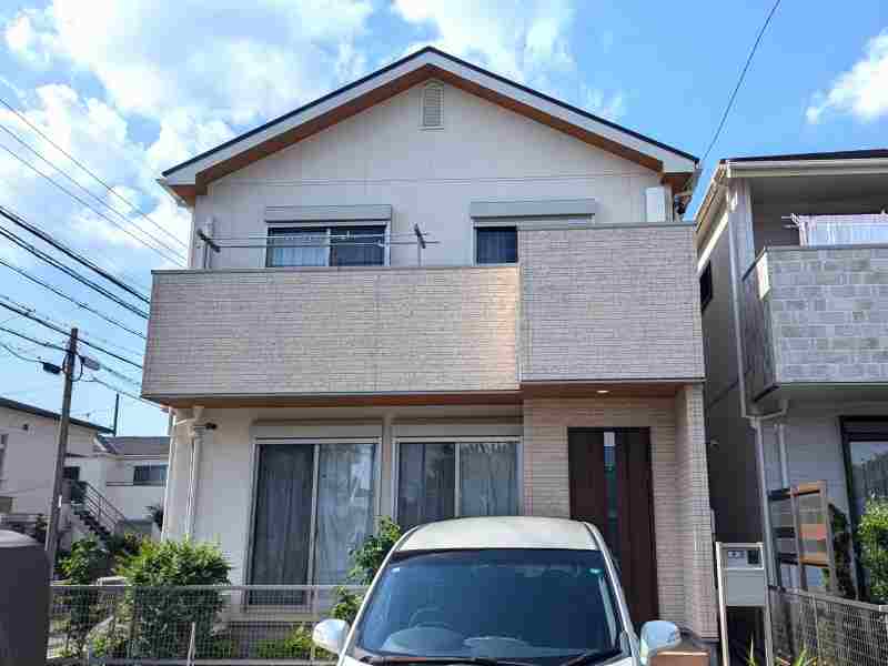 守山区 ベージュ系の上品なツートンカラー 外壁塗装 施工例 外壁塗装 完成 イメージ