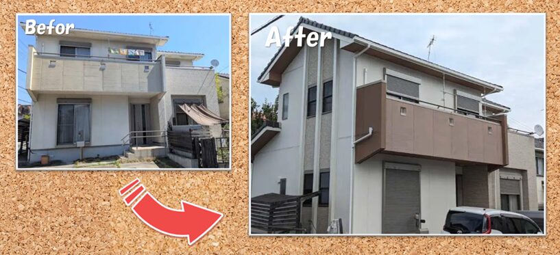 ブラウン×ベージュ系　東新住建　外壁塗装　施工例　イメージ