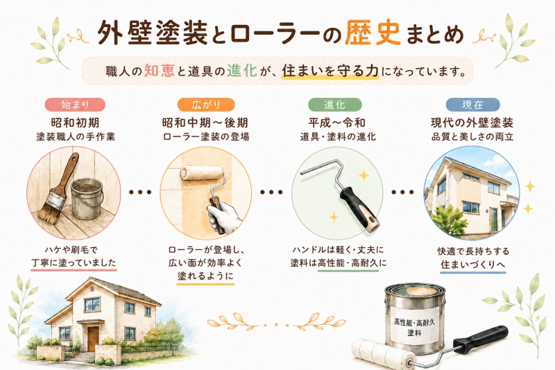 外壁塗装とローラーの歴史 まとめ イメージ