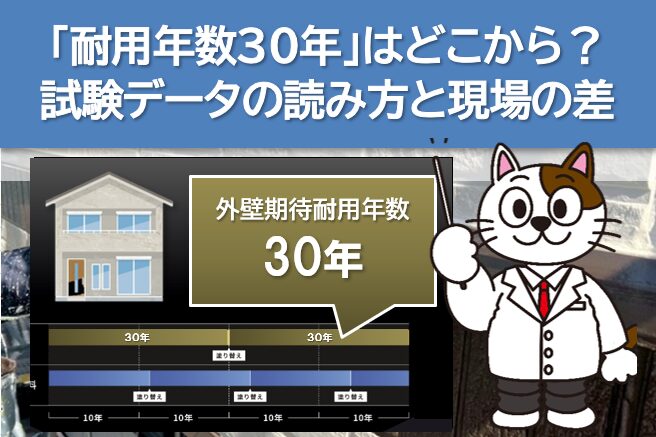外壁塗装「耐用年数30年」はどこから?試験データの読み方と現場の差 イメージ