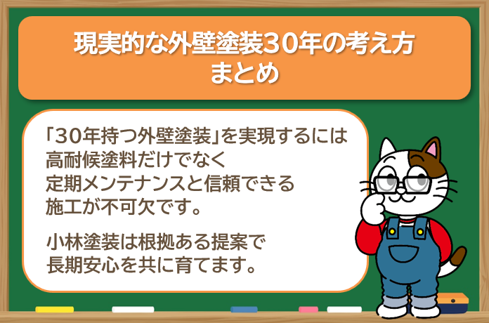 まとめ|数字を追うより「信頼できるパートナー」現実的な外壁塗装30年の考え方 イメージ