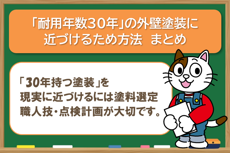 「耐用年数30年」の外壁塗装に近づけるため方法 まとめ イメージ