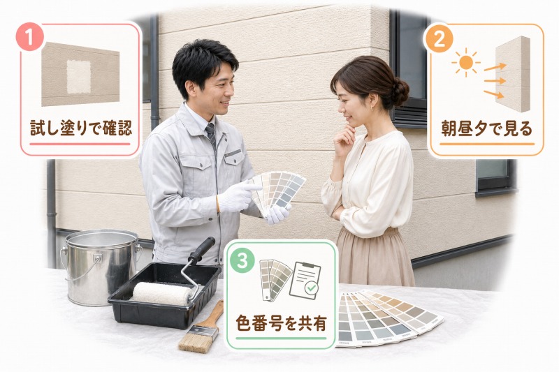 外壁塗装の色ずれトラブルを防ぐための3つのポイント イメージ