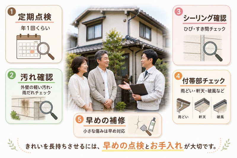古い家の外壁塗装　施工後のメンテナンス計画｜塗装後の美観と耐久性を保つために イメージ