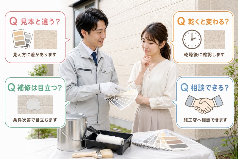 外壁塗装の「色ずれ」に関するよくある質問 イメージ