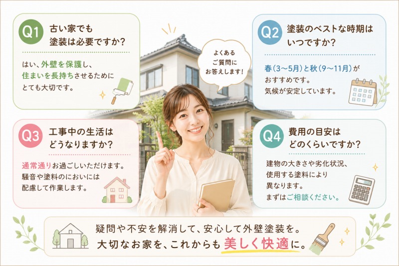 古いお家　外壁塗装に関するよくある質問 イメージ
