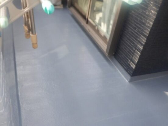 名古屋市北区 ブラック×グレー系 モダン住宅 外壁塗装 施工例 ベランダFRP防水塗装 完成 イメージ