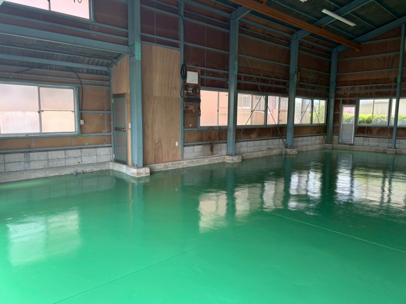 安城市　グリーン系　工場床塗装　施工例　完成　イメージ
