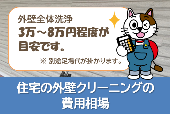  住宅の外壁クリーニングの費用相場（30坪目安）　イメージ