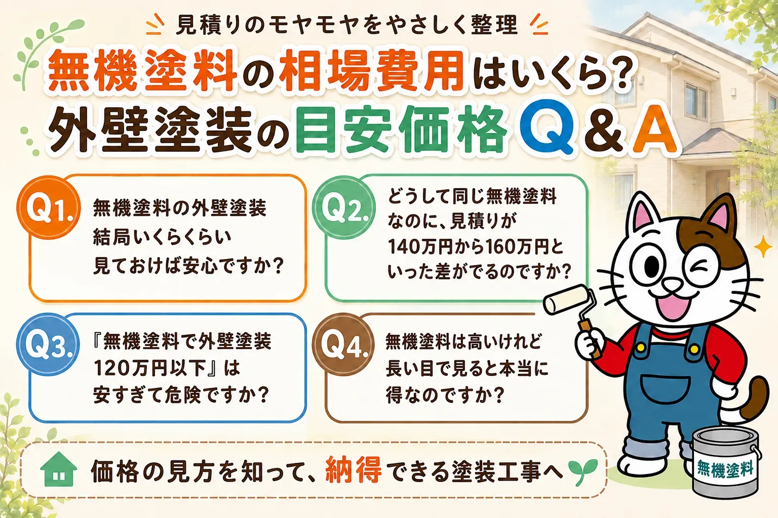 無機塗料の相場費用はいくら?外壁塗装の目安価格Q&A イメージ