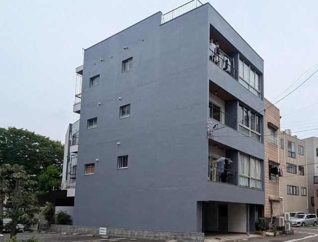 岐阜市　ブルーグレー系　賃貸アパート外壁塗装　施工例　イメージ