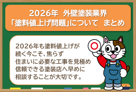 2026年　外壁塗装業界「塗料値上げ問題」について　まとめ　イメージ