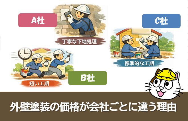 外壁塗装の価格が会社ごとに違う理由　職人　人工　イメージ
