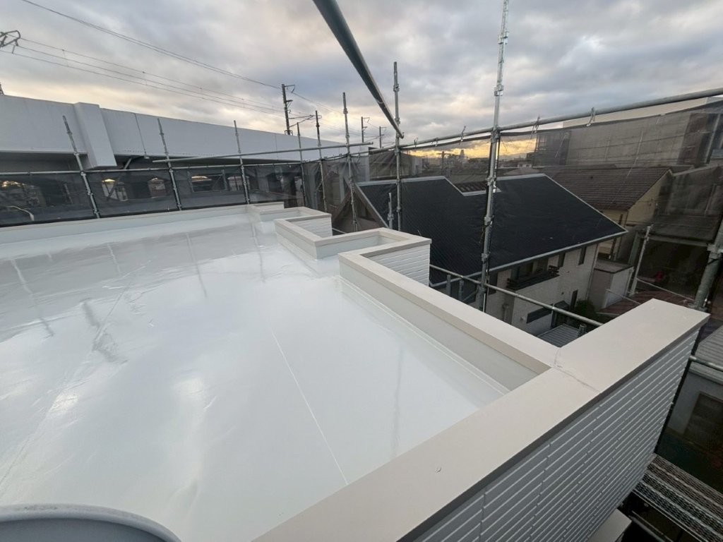 中村区　ライトベージュ×ブラウン系　アパート外壁塗装　施工例　完成　イメージ