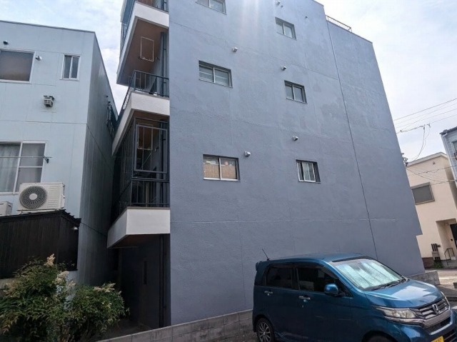岐阜市　ブルーグレー系　賃貸アパート外壁塗装　施工例　イメージ