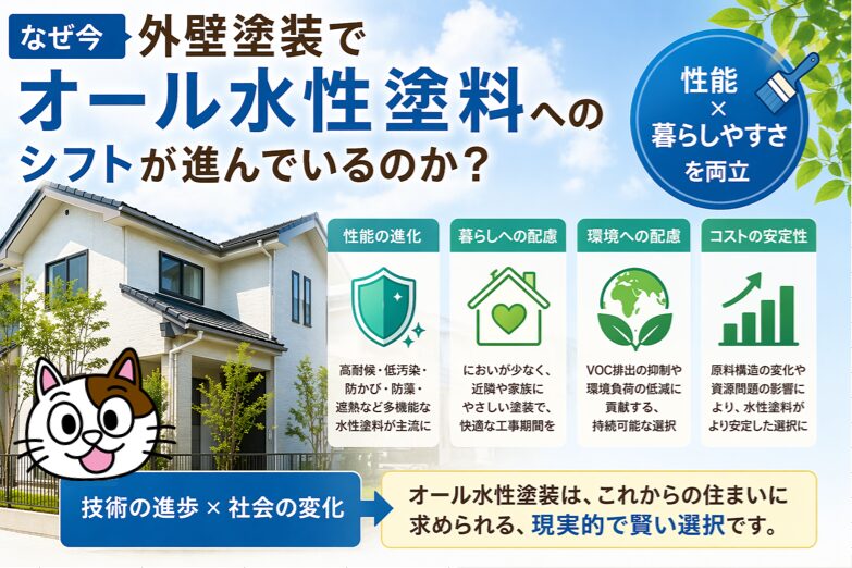 なぜ今、外壁塗装でオール水性塗料へのシフトが進んでいるのか？　イメージ