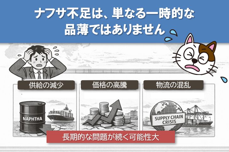 外壁塗装　ナフサ不足は、単なる一時的な品薄ではありません　イメージ