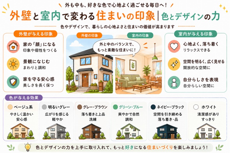 外壁と室内で変わる住まいの印象|色とデザインの力 イメージ