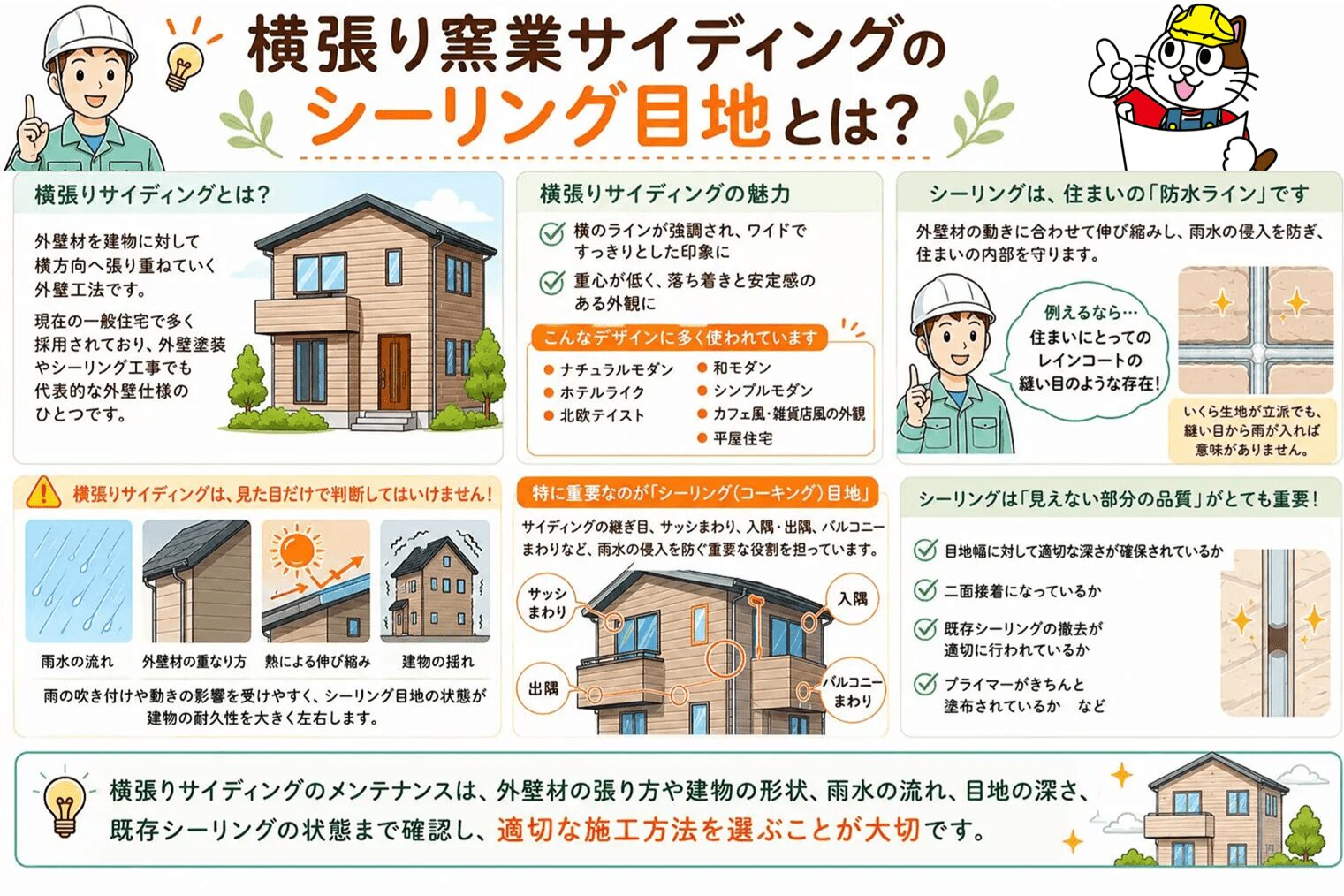 横張りサイディングのシーリング目地とは？　イメージ