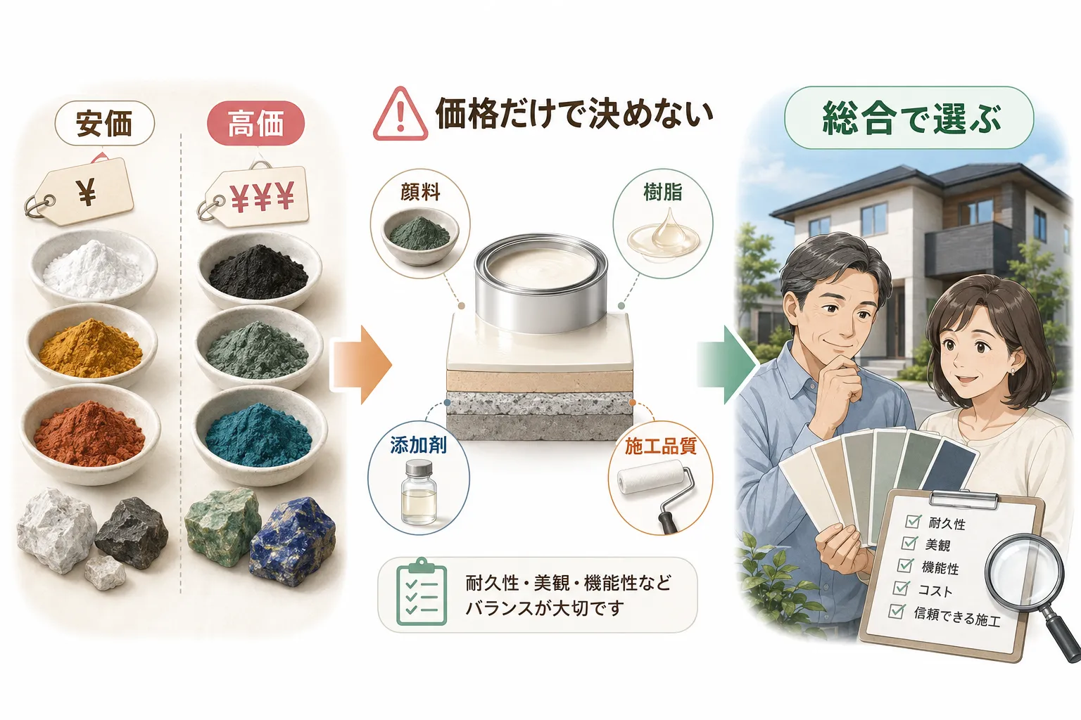 顔料の価格差と塗料選びの注意点 イメージ