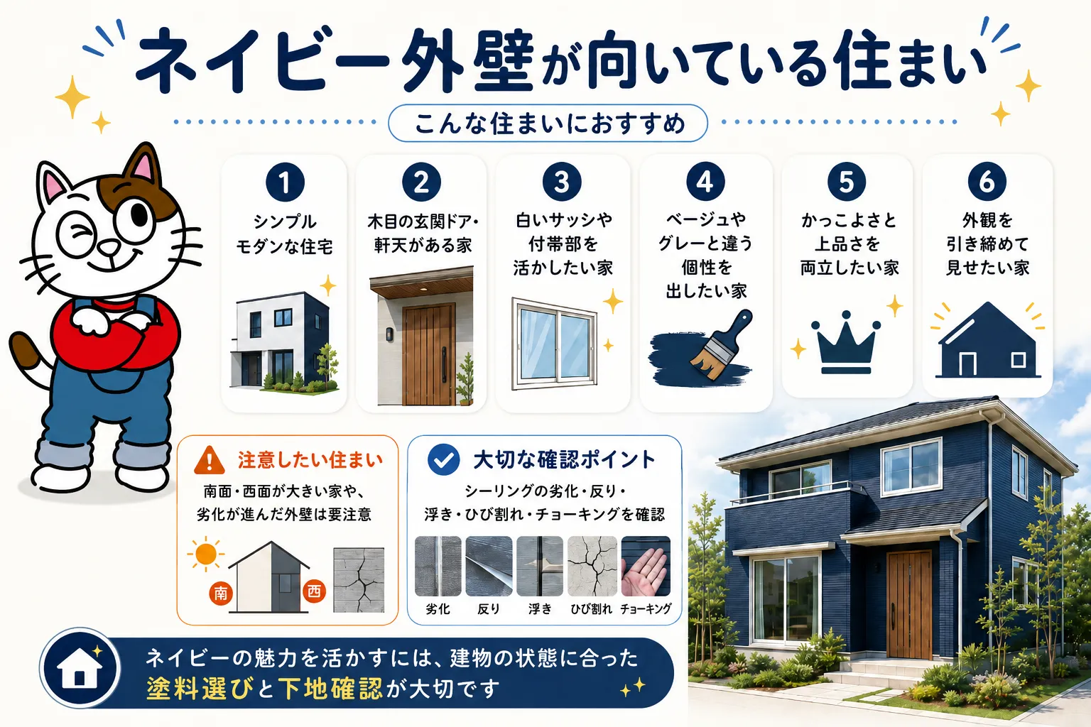 ネイビー外壁が向いている住まい　イメージ
