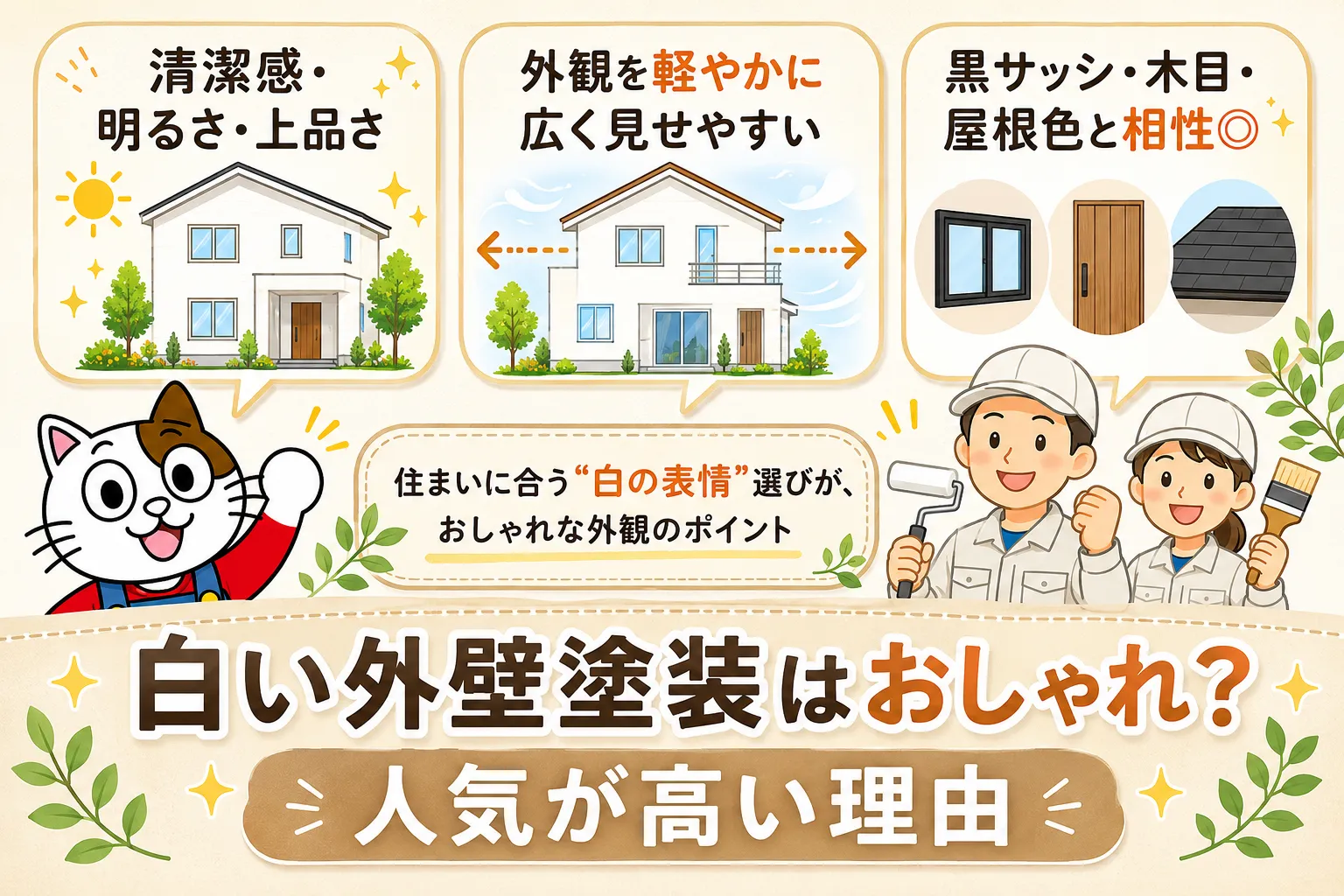 白い外壁塗装はおしゃれ？人気が高い理由　イメージ