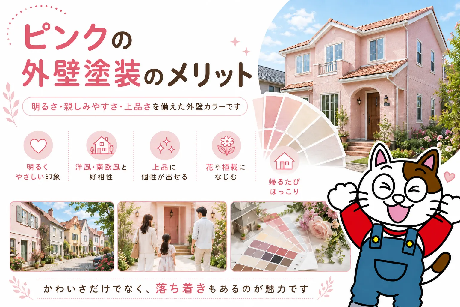 ピンクの外壁塗装のメリット　イメージ